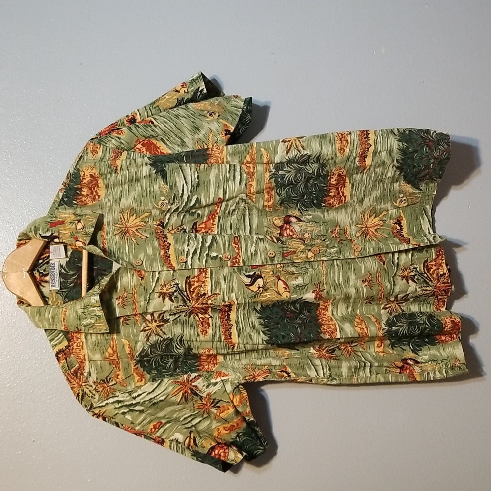 Vintage Reservoir Worldwide Size Large Tropical Themed Button Up Shirt